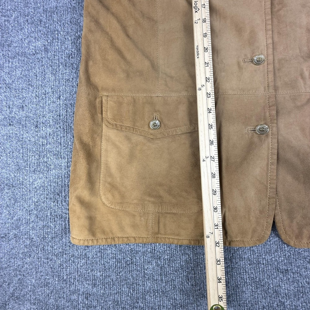Elisabeth Vest Womens 1X Brown Suede Button Front Long Lined Pockets Casual - Picture 11 of 15